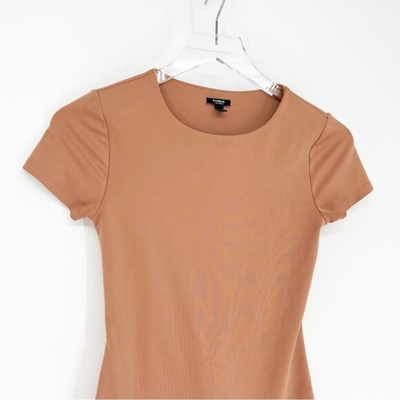 Express Body Contour Short Sleeve Top XS Tan - Picture 3 of 5